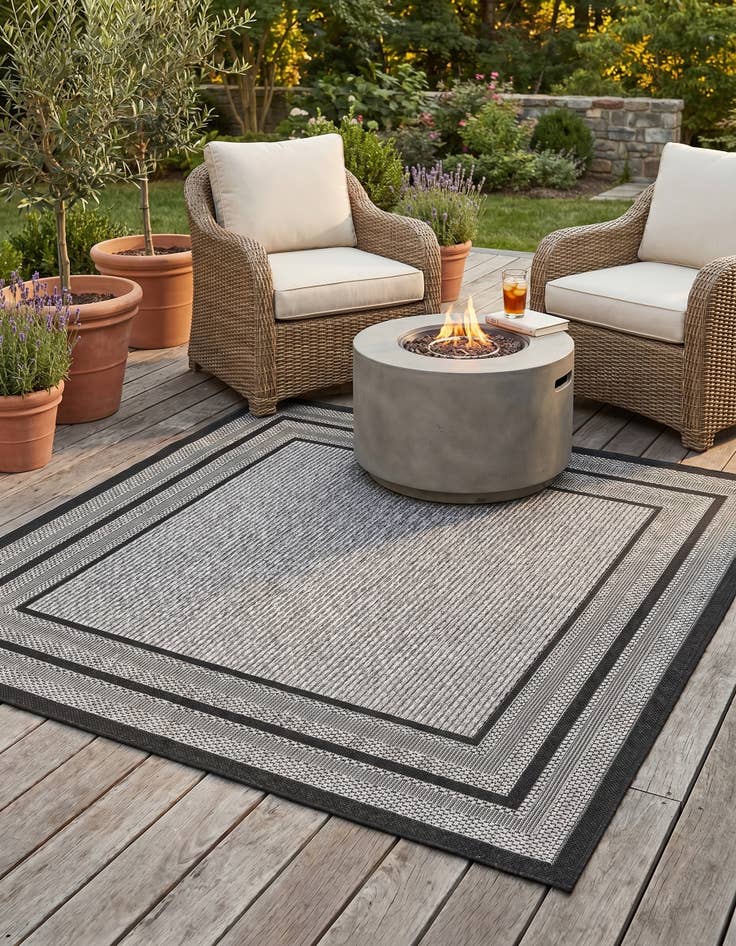 Detail image of 5' 3 x 5' 3 Easy-Clean Border Indoor / Outdoor Square Rug