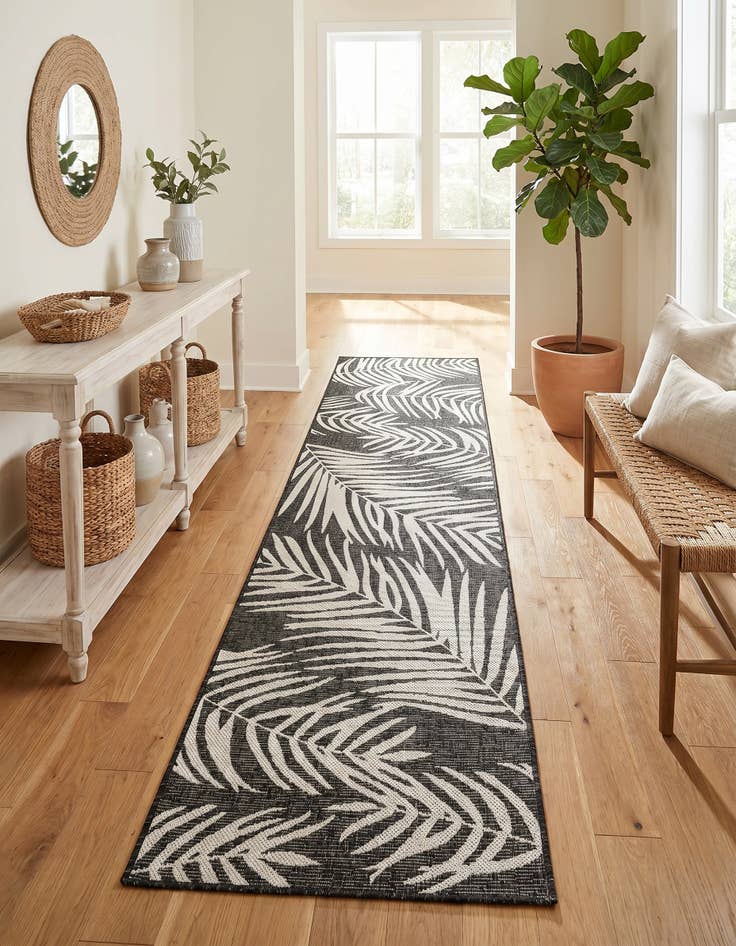 Detail image of 2' 7 x 10' Easy-Clean Botanical Indoor / Outdoor Runner Rug