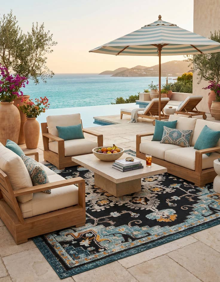 Detail image of 10' x 10' Easy-Clean Casablanca Indoor / Outdoor Square Rug