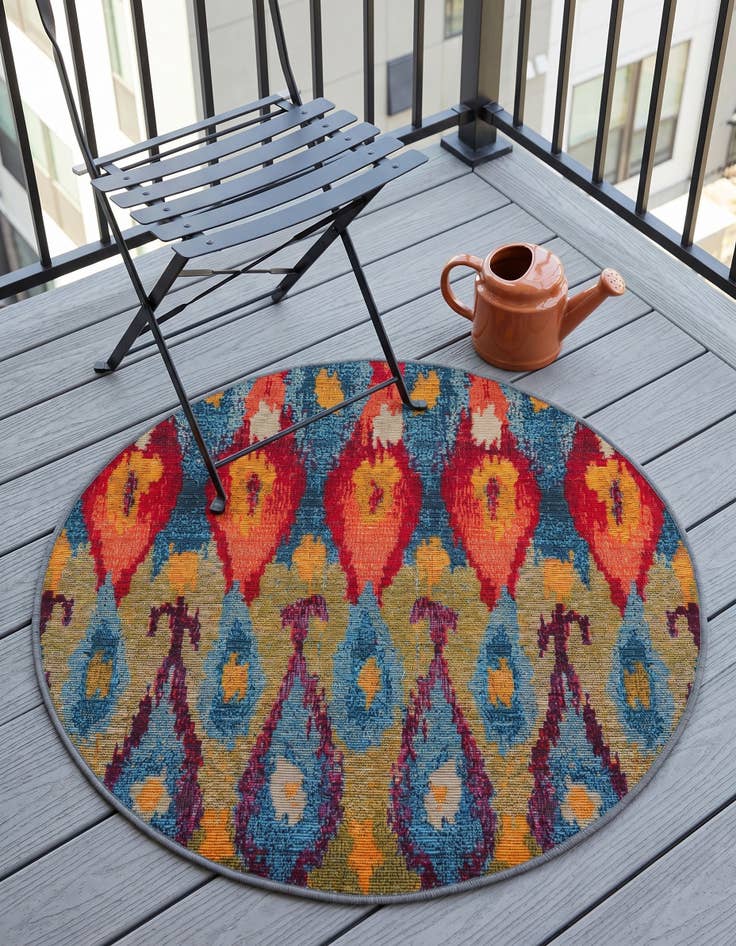 Detail image of 2' 7 x 2' 7 Easy-Clean Modern Indoor / Outdoor Round Rug