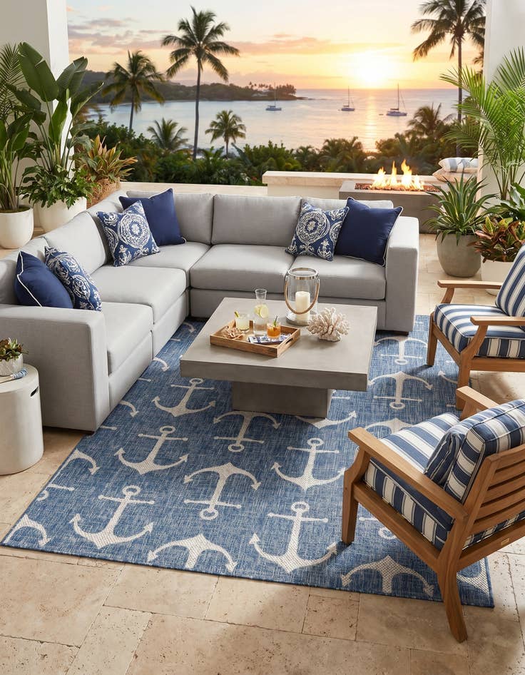 Detail image of 6' x 9' Easy-Clean Coastal Indoor / Outdoor Rug