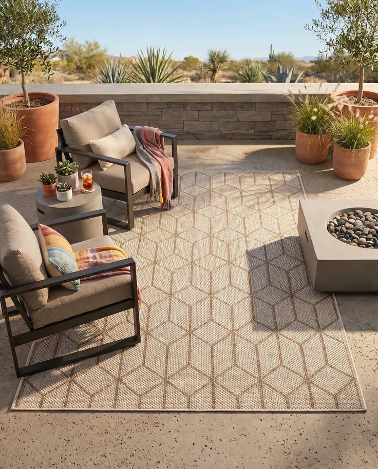 Detail image of 4' 1 x 6' 1 Easy-Clean Trellis Indoor / Outdoor Rug