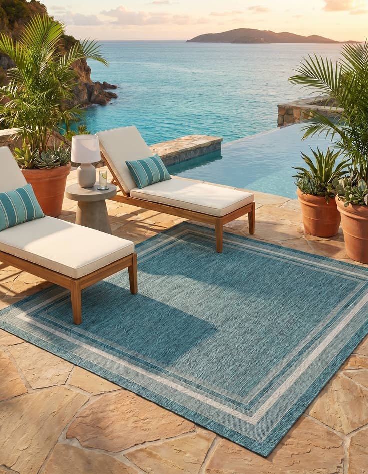 Detail image of 7' 10 x 7' 10 Easy-Clean Border Indoor / Outdoor Square Rug