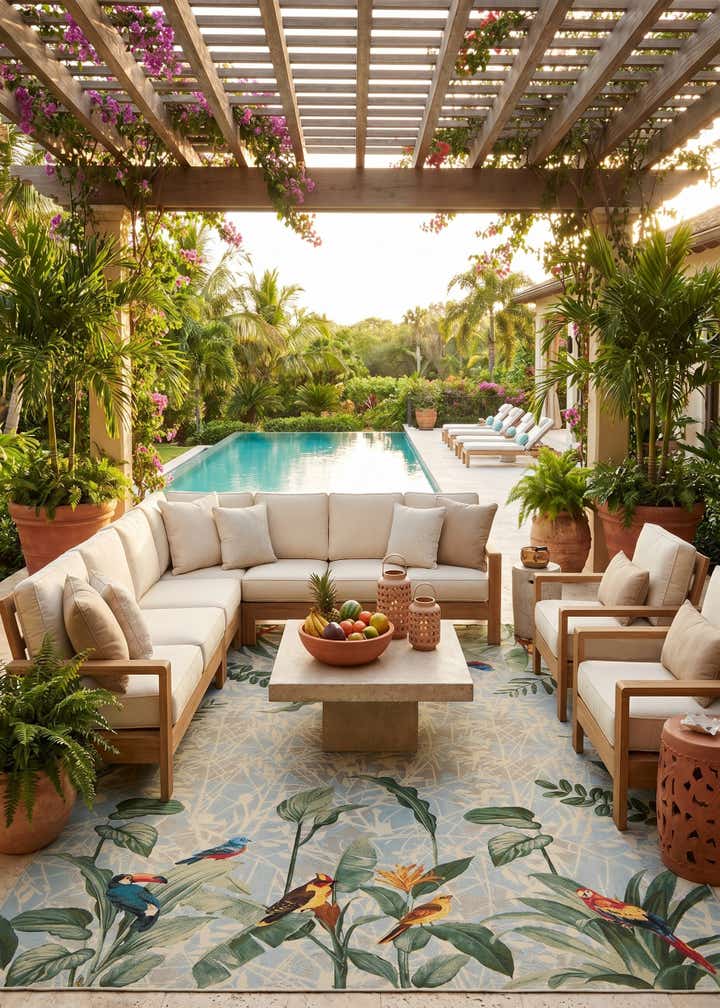 10' x 14' 2 Easy-Clean Botanical Indoor / Outdoor Rug
