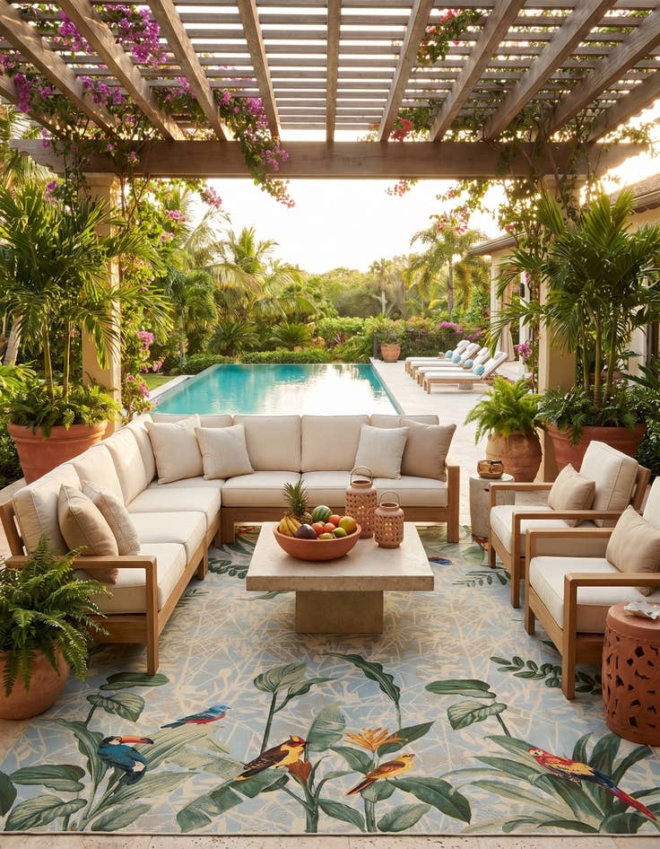 Detail image of 10' x 14' 2 Easy-Clean Botanical Indoor / Outdoor Rug