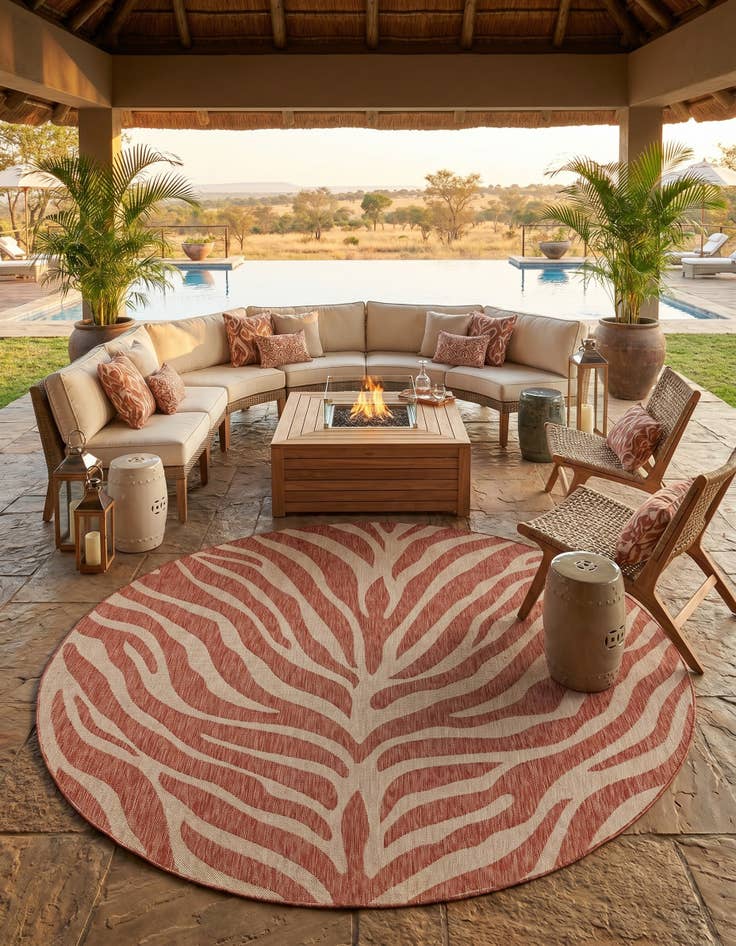 Detail image of 10' x 10' Easy-Clean Safari Indoor / Outdoor Round Rug