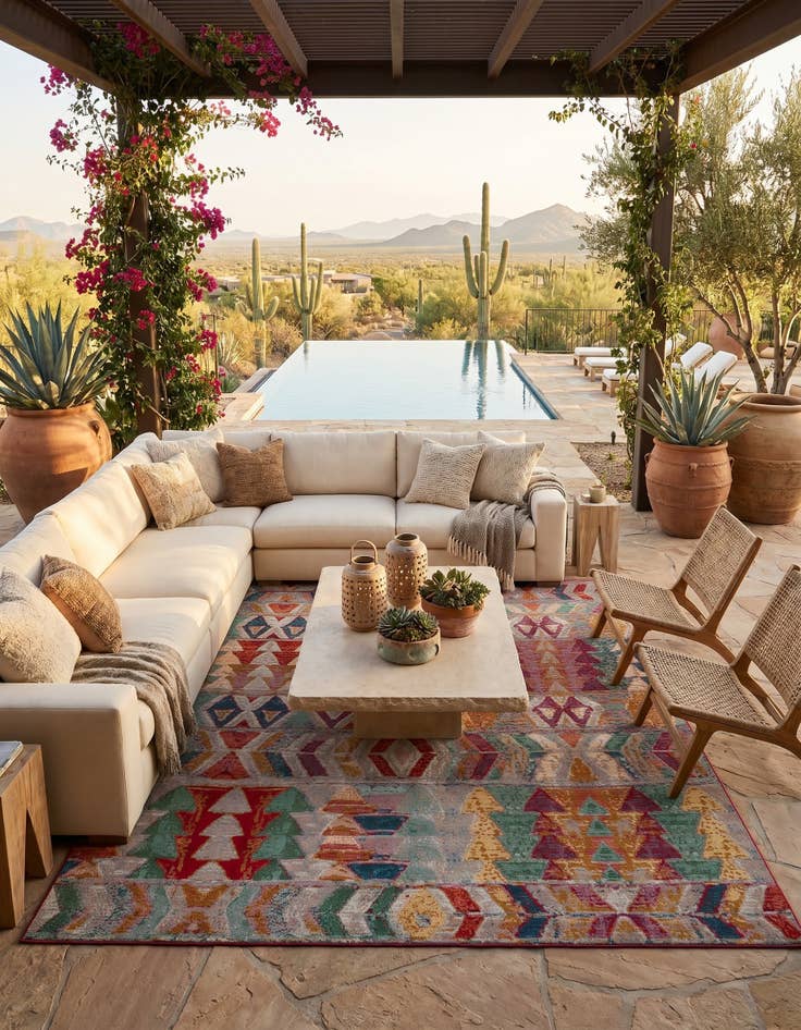 Detail image of 7' 10 x 10' Easy-Clean Modern Indoor / Outdoor Rug