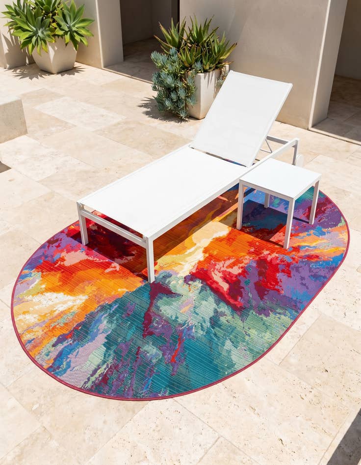 Detail image of 4' x 6' Easy-Clean Modern Indoor / Outdoor Oval Rug