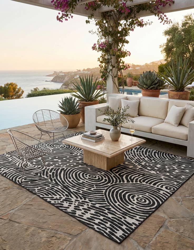 Detail image of 7' 10 x 7' 10 Easy-Clean Modern Indoor / Outdoor Square Rug