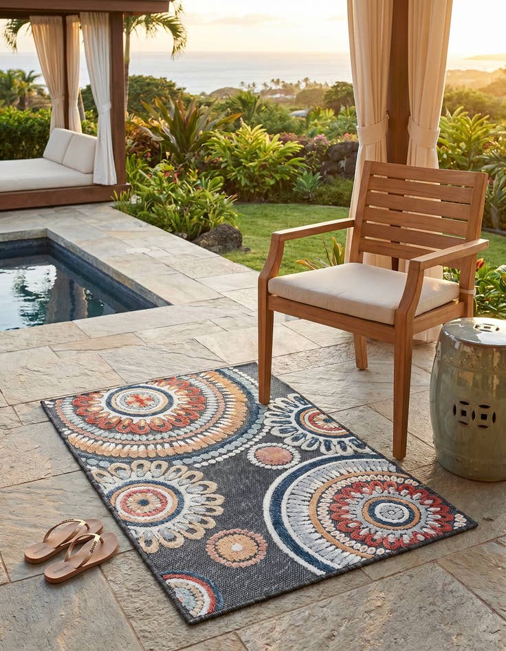 Detail image of 2' 2 x 3' Easy-Clean Botanical Indoor / Outdoor Rug