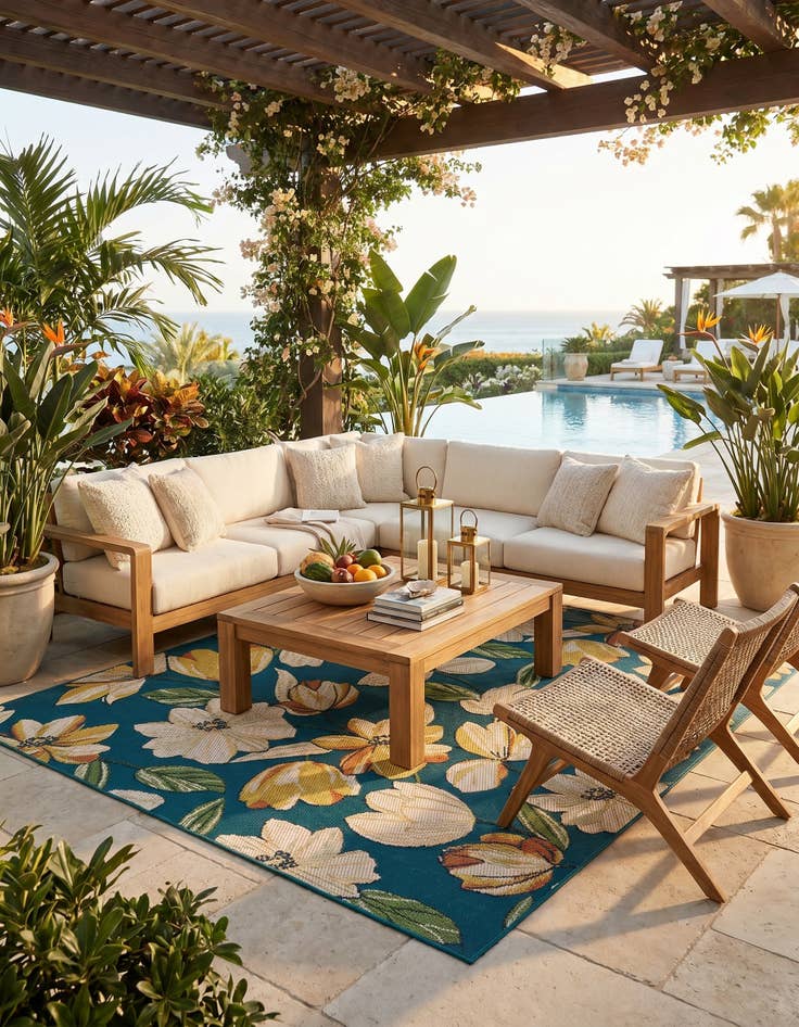 Detail image of 7' 10 x 7' 10 Easy-Clean Baja Indoor / Outdoor Square Rug