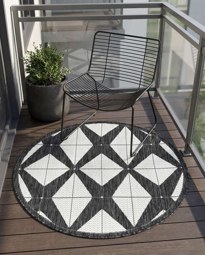 3' x 3' Easy-Clean Modern Indoor / Outdoor Round Rug