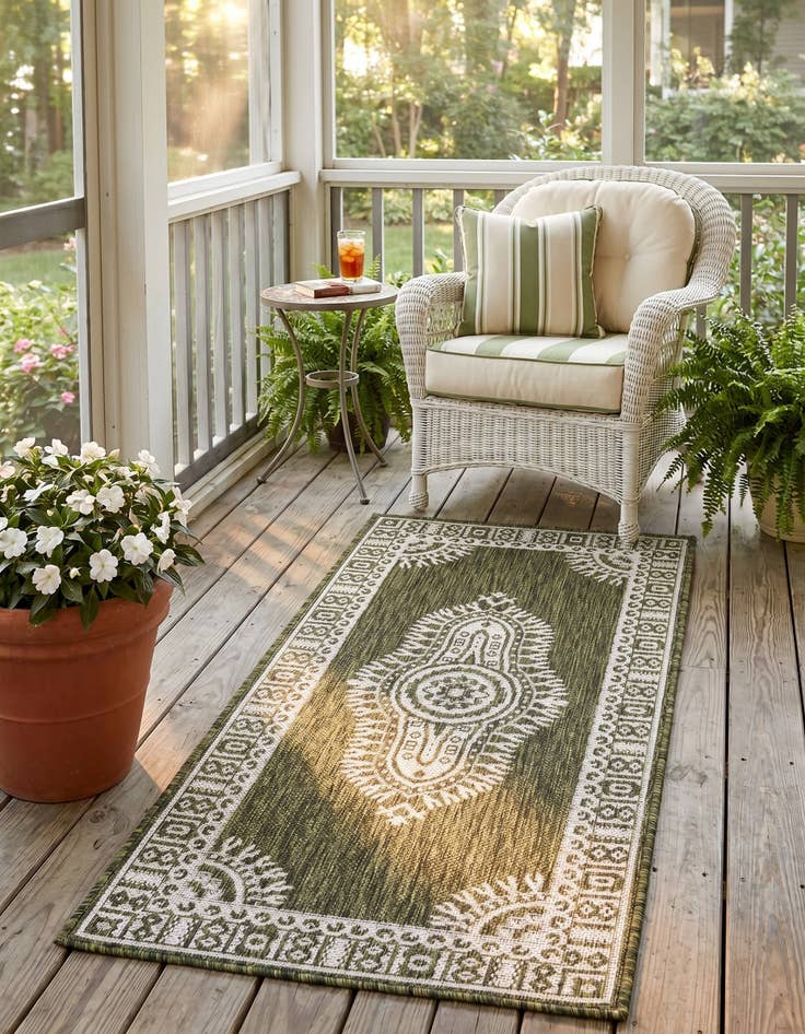 Detail image of 2' x 4' Easy-Clean Traditional Indoor / Outdoor Runner Rug