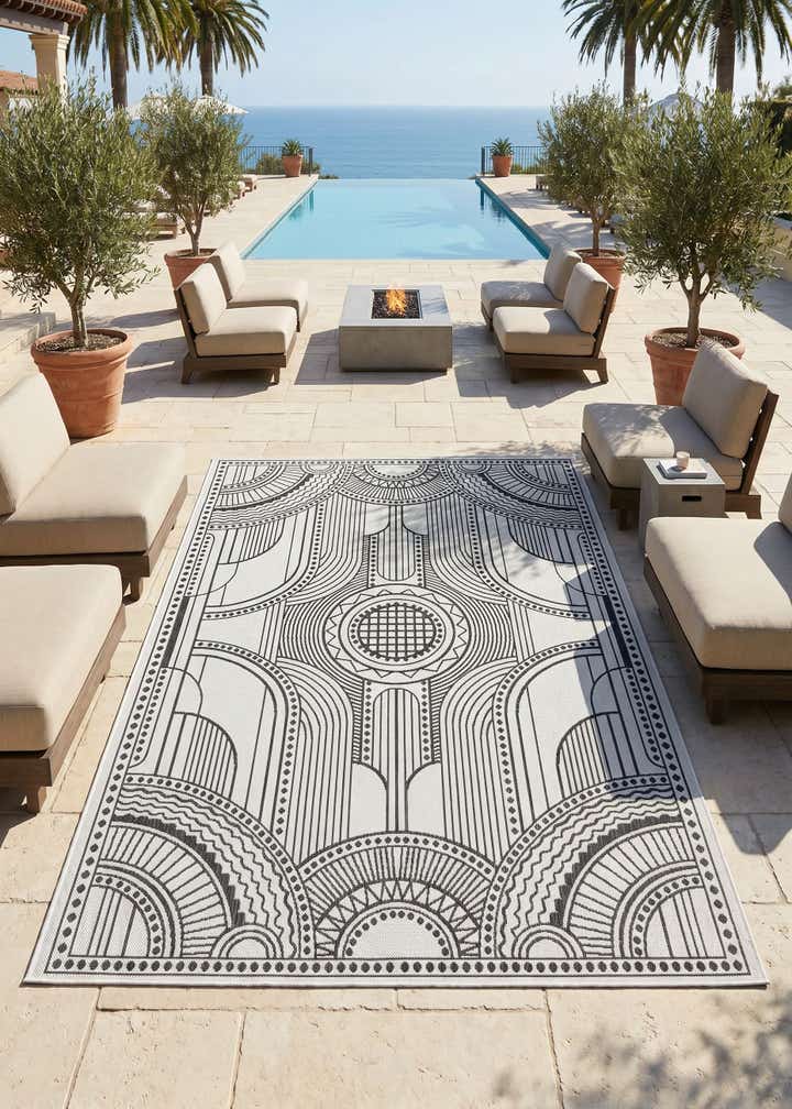 6' x 9' Easy-Clean Traditional Indoor / Outdoor Rug