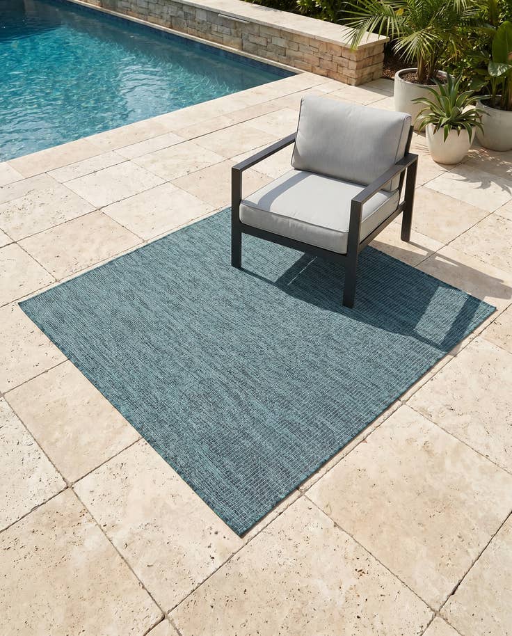 Detail image of 4' 1 x 4' 1 Easy-Clean Solid Indoor / Outdoor Square Rug