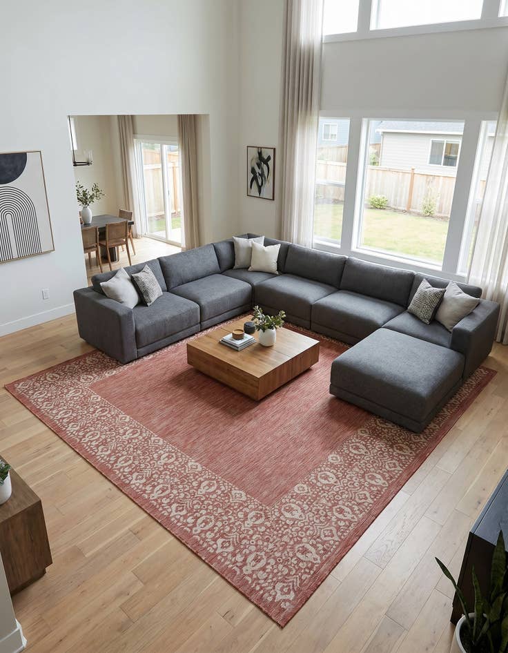 Detail image of 10' 8 x 10' 8 Easy-Clean Border Indoor / Outdoor Square Rug