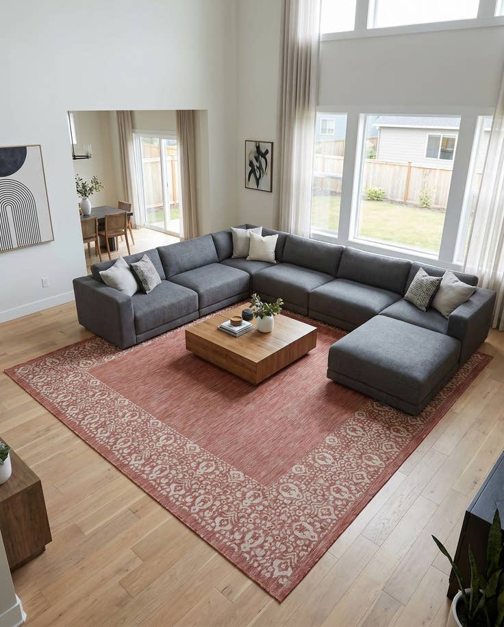 Detail image of 10' 8 x 10' 8 Easy-Clean Border Indoor / Outdoor Square Rug