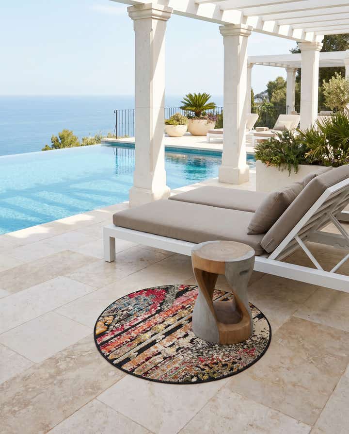 3' x 3' Easy-Clean Casablanca Indoor / Outdoor Round Rug