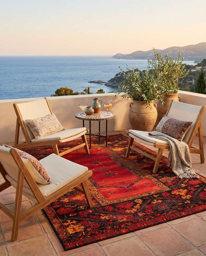 5' 3 x 8' Easy-Clean Tribal Indoor / Outdoor Rug