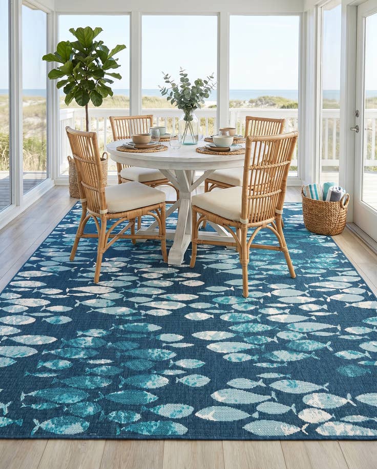 Detail image of 7' 10 x 10' Easy-Clean Coastal Indoor / Outdoor Rug