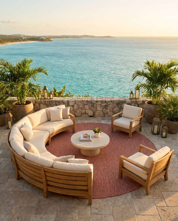 10' 8 x 10' 8 Easy-Clean Solid Indoor / Outdoor Round Rug