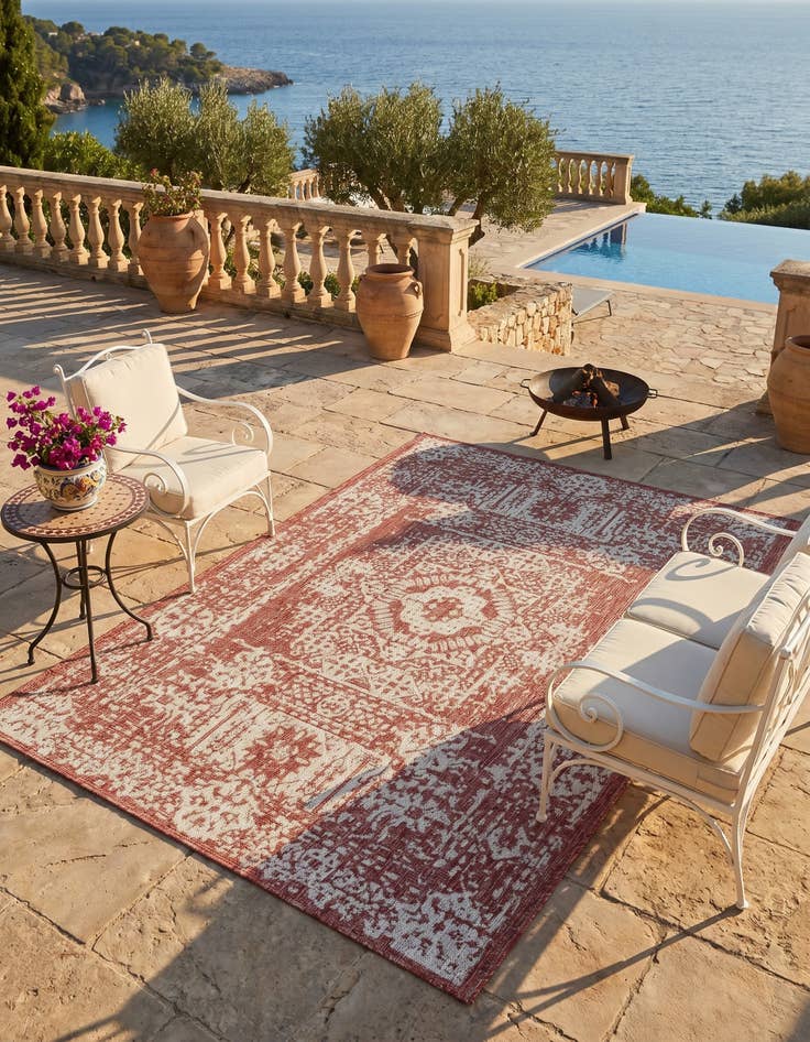 Detail image of 5' 3 x 8' Easy-Clean Traditional Indoor / Outdoor Rug