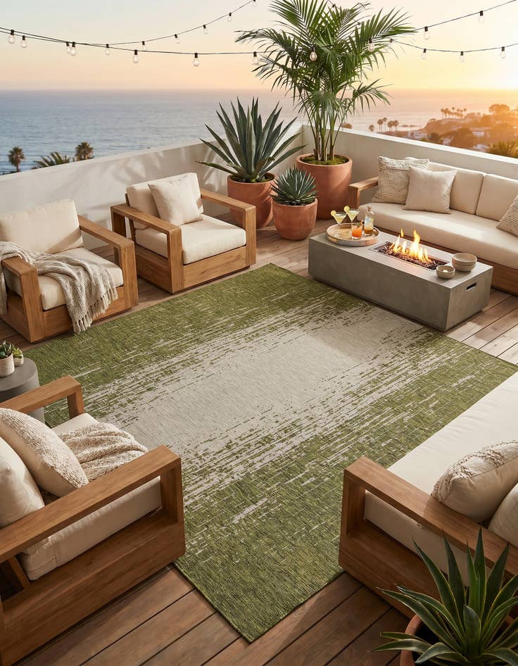 Detail image of 10' 8 x 10' 8 Easy-Clean Modern Indoor / Outdoor Square Rug