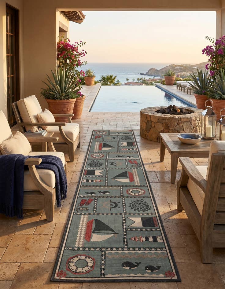 Detail image of 2' 7 x 12' Easy-Clean Coastal Indoor / Outdoor Runner Rug