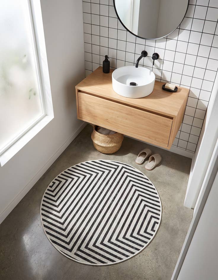 Detail image of 3' x 3' Easy-Clean Modern Indoor / Outdoor Round Rug