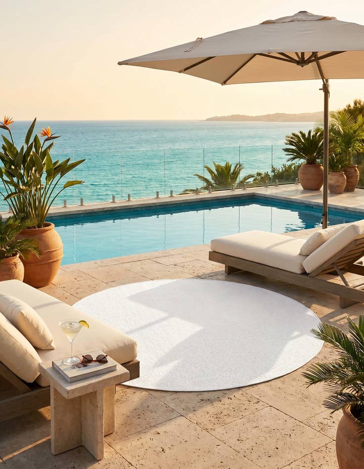 Detail image of 7' 10 x 7' 10 Easy-Clean Solid Indoor / Outdoor Round Rug