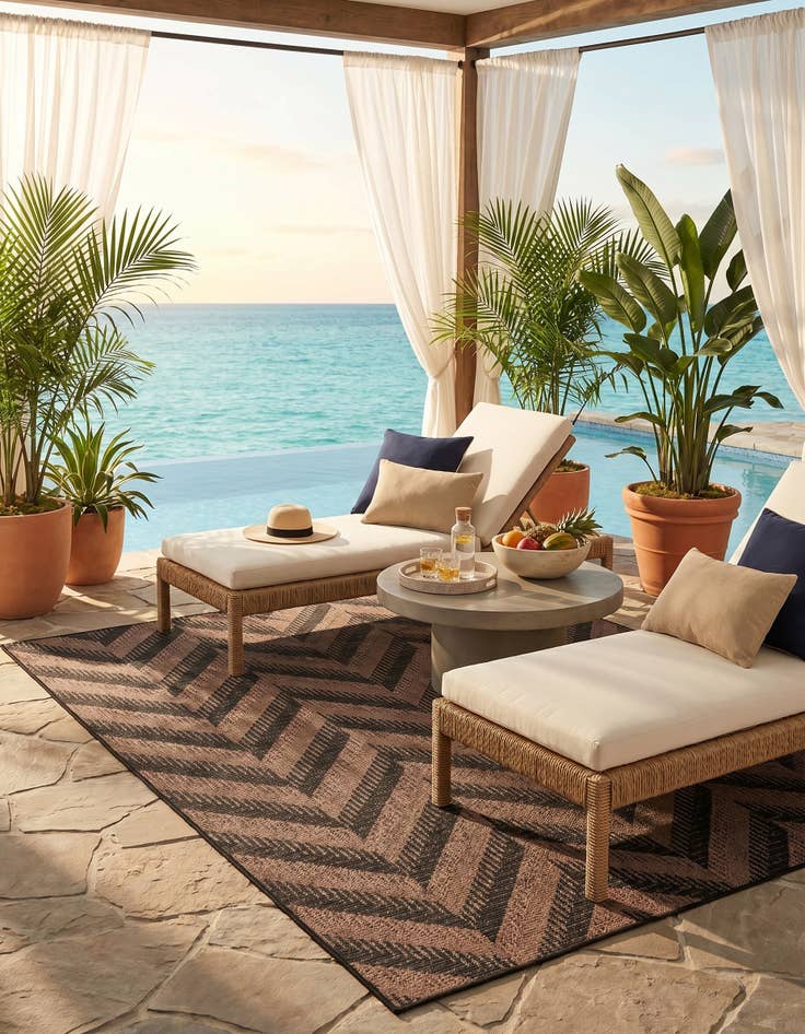 Detail image of 5' 3 x 8' Easy-Clean Modern Indoor / Outdoor Rug