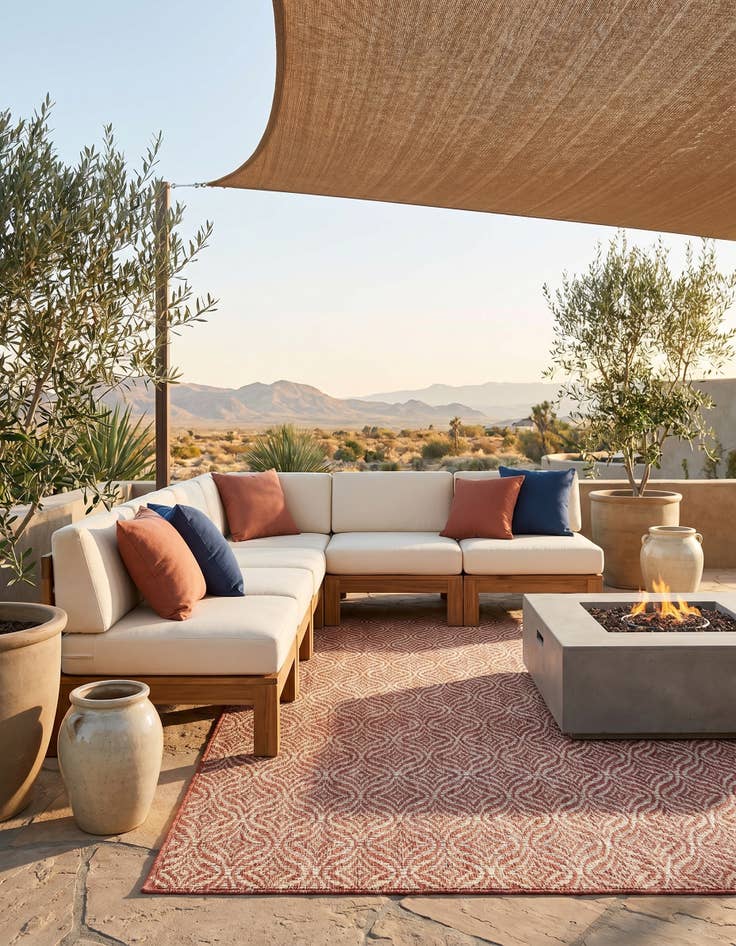 Detail image of 5' 3 x 8' Easy-Clean Lattice Indoor / Outdoor Rug