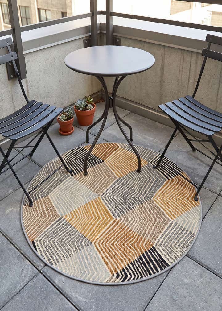 3' x 3' Easy-Clean Modern Indoor / Outdoor Round Rug
