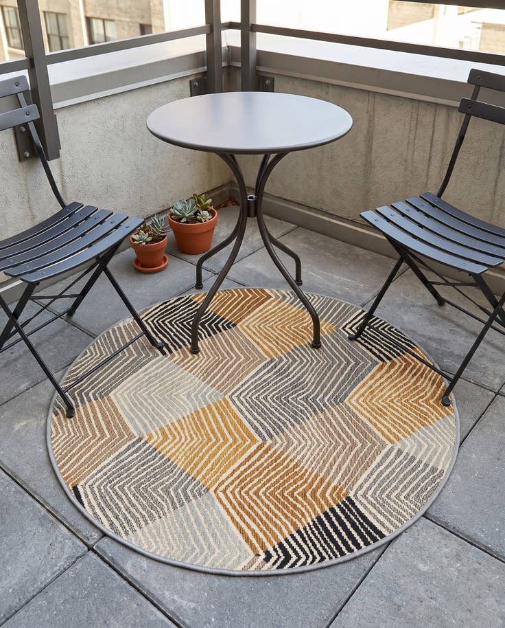 Detail image of 3' x 3' Easy-Clean Modern Indoor / Outdoor Round Rug