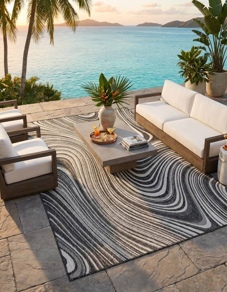 Detail image of 5' 3 x 8' Easy-Clean Modern Indoor / Outdoor Rug