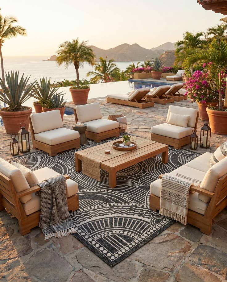 Detail image of 10' x 10' Easy-Clean Traditional Indoor / Outdoor Square Rug