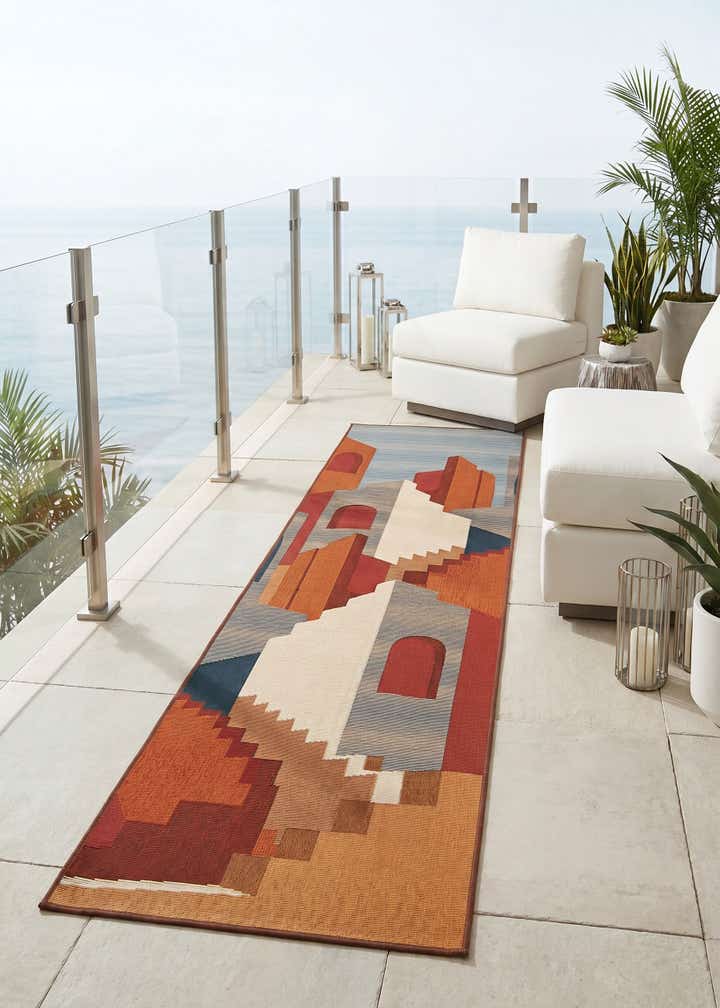 2' x 8' Easy-Clean Modern Indoor / Outdoor Runner Rug