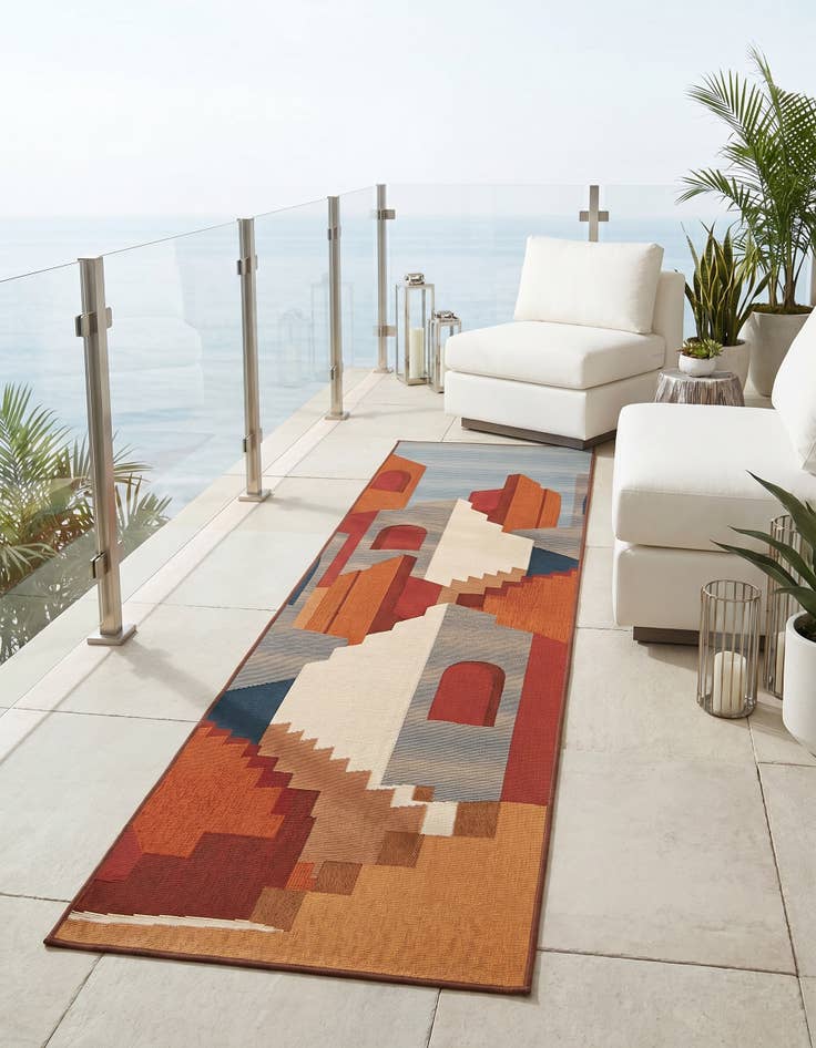 Detail image of 2' x 8' Easy-Clean Modern Indoor / Outdoor Runner Rug