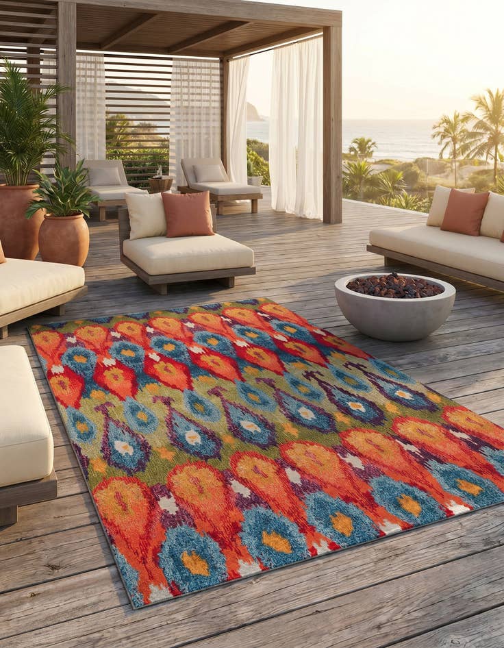 Detail image of 5' 3 x 8' Easy-Clean Modern Indoor / Outdoor Rug