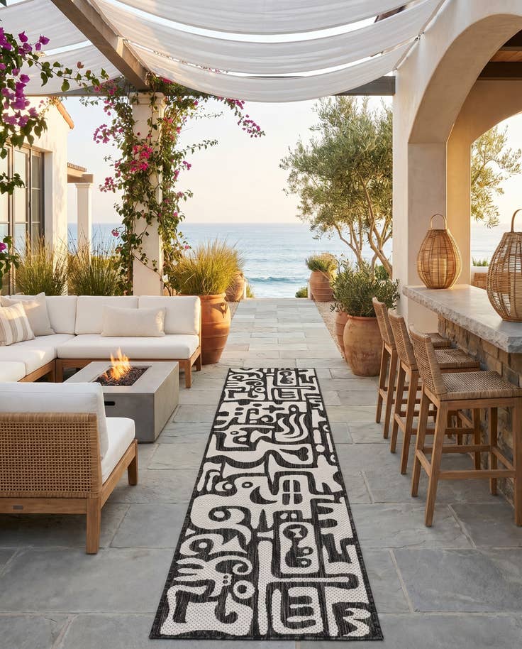 Detail image of 2' x 8' Easy-Clean Modern Indoor / Outdoor Runner Rug