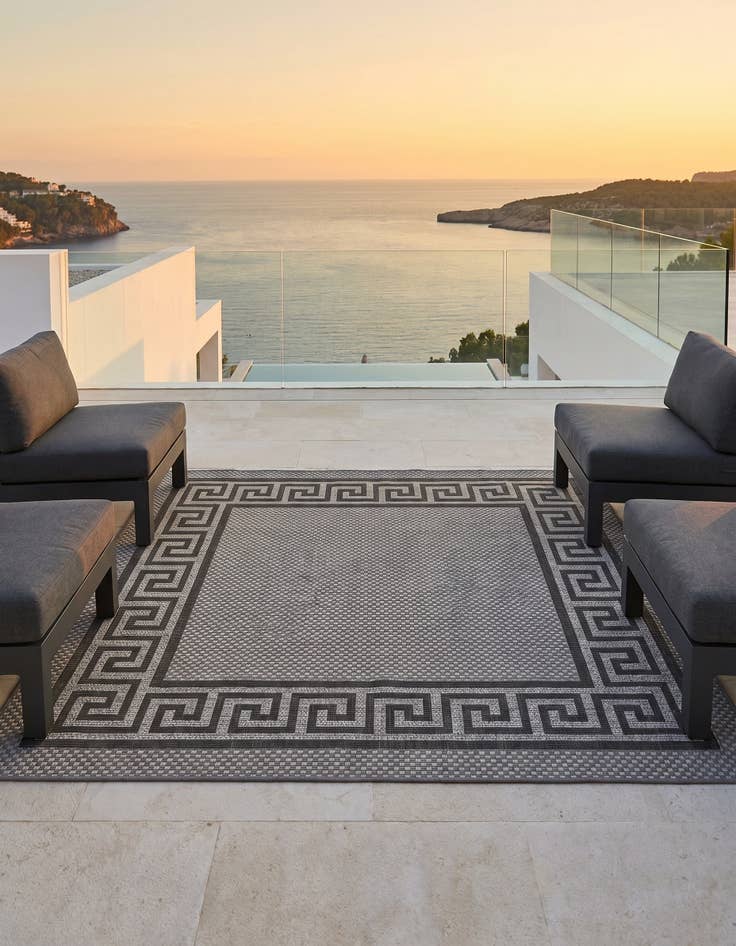 Detail image of 6' x 6' Easy-Clean Border Indoor / Outdoor Square Rug