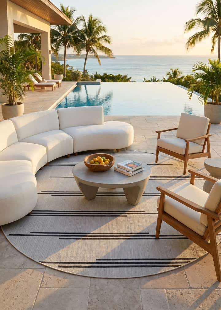 10' x 10' Easy-Clean Modern Indoor / Outdoor Round Rug