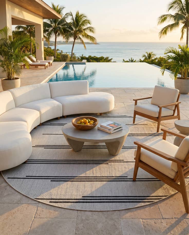 Detail image of 10' x 10' Easy-Clean Modern Indoor / Outdoor Round Rug
