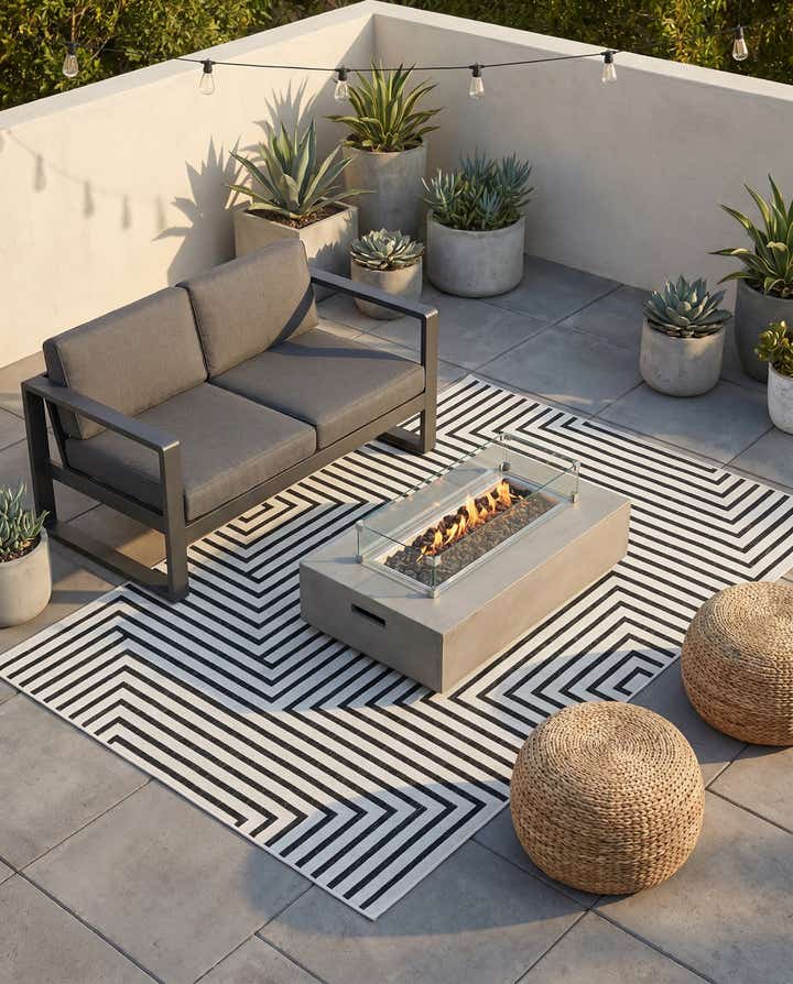 5' 3 x 8' Easy-Clean Modern Indoor / Outdoor Rug