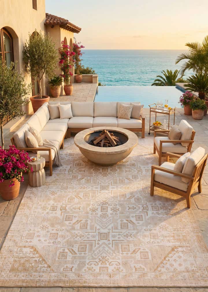 10' x 14' Easy-Clean Aztec Indoor / Outdoor Rug