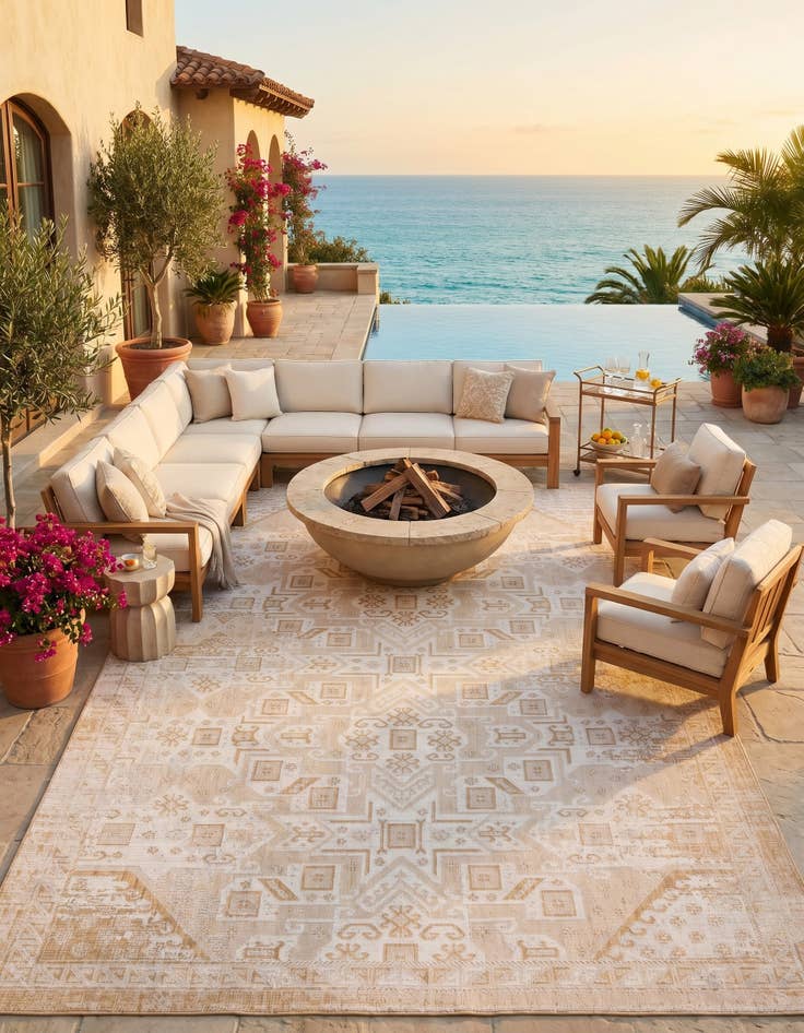 Detail image of 10' x 14' Easy-Clean Aztec Indoor / Outdoor Rug