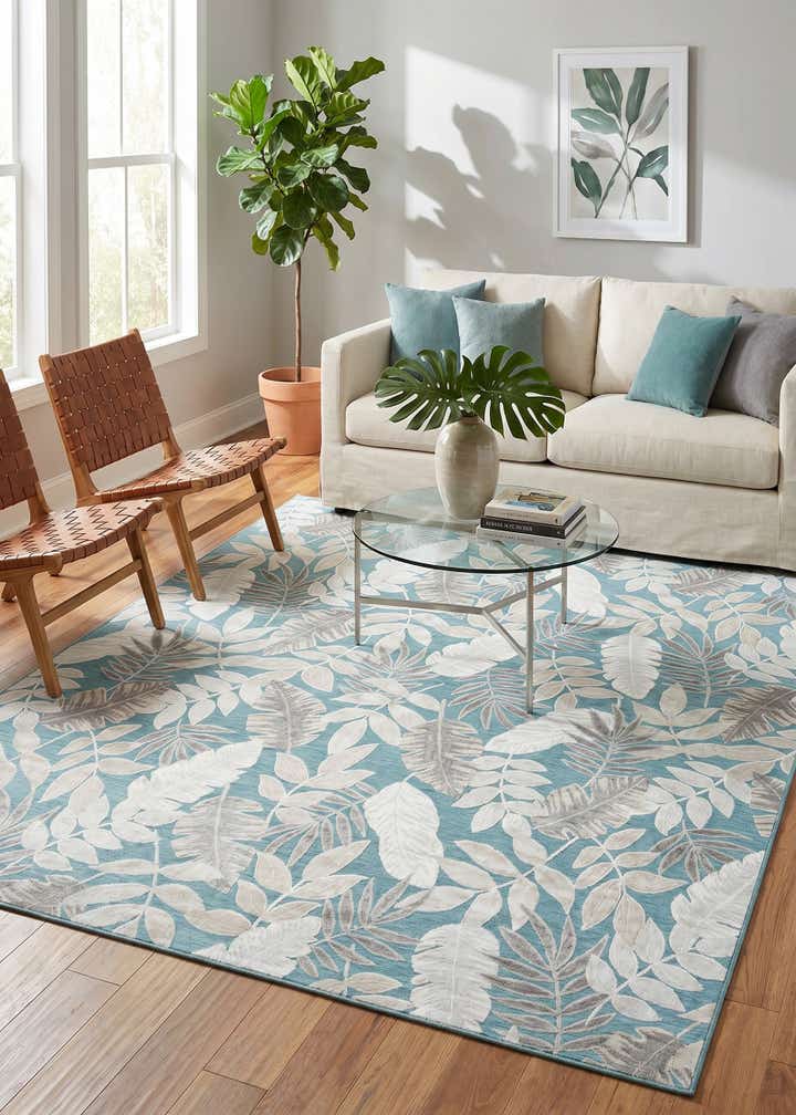 9' 9 x 12' Easy-Clean Botanical Indoor / Outdoor Rug