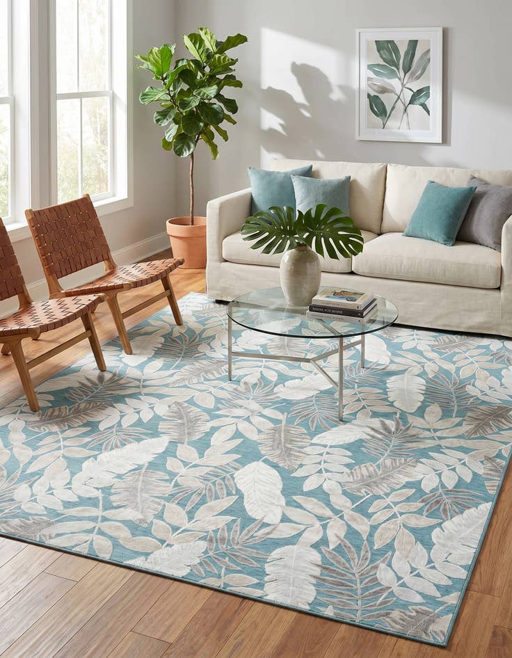 Detail image of 9' 9 x 12' Easy-Clean Botanical Indoor / Outdoor Rug