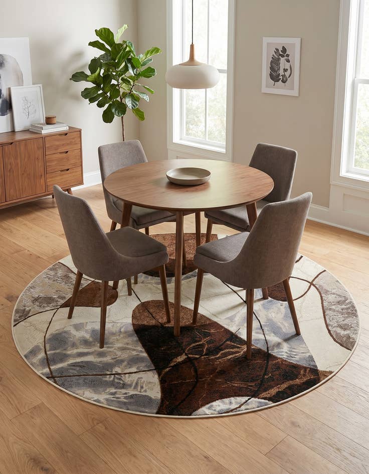 Detail image of 5' x 5' Easy-Clean Modern Indoor / Outdoor Round Rug