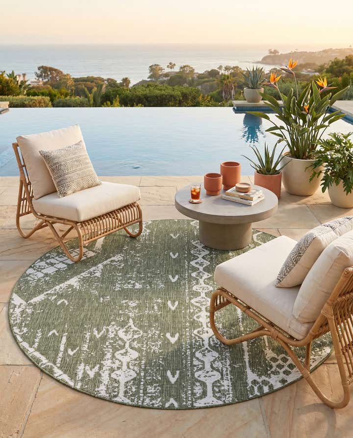 6' x 6' Easy-Clean Bohemian Indoor / Outdoor Round Rug